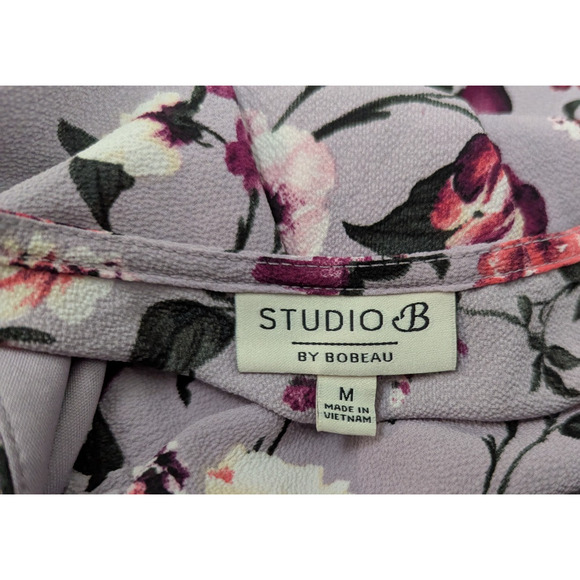 Studio B by Bobeau sz M Wrap Dress purple floral Midi to Maxi ties lined ss 3139 - Picture 5 of 6